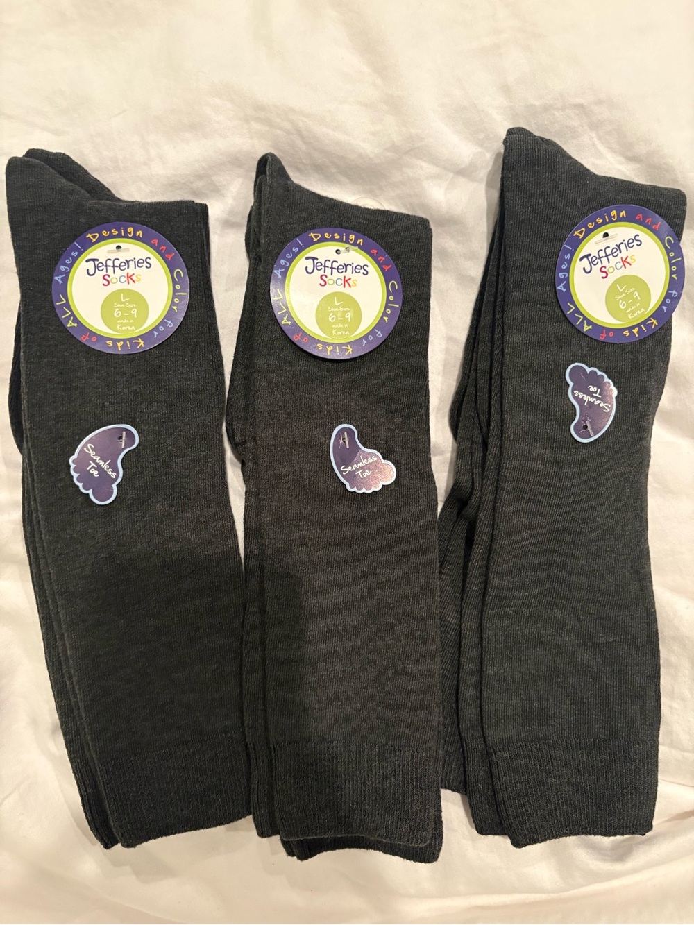 Jefferies Socks Kids Charcoal Knee-High Socks - 6 Pack